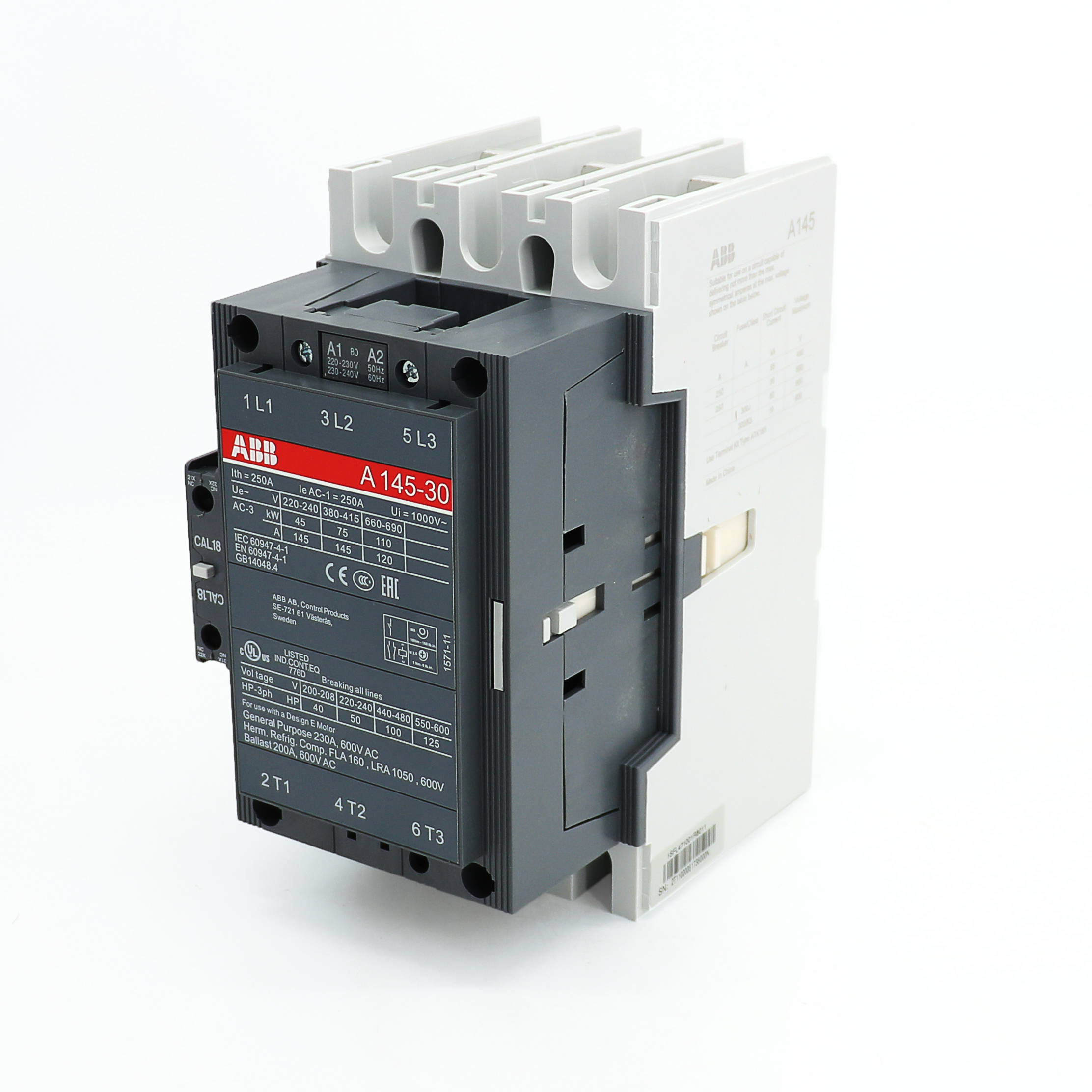 ABB A系列接触器 A145-30-11*400-415V 50Hz/415-440V 60Hz