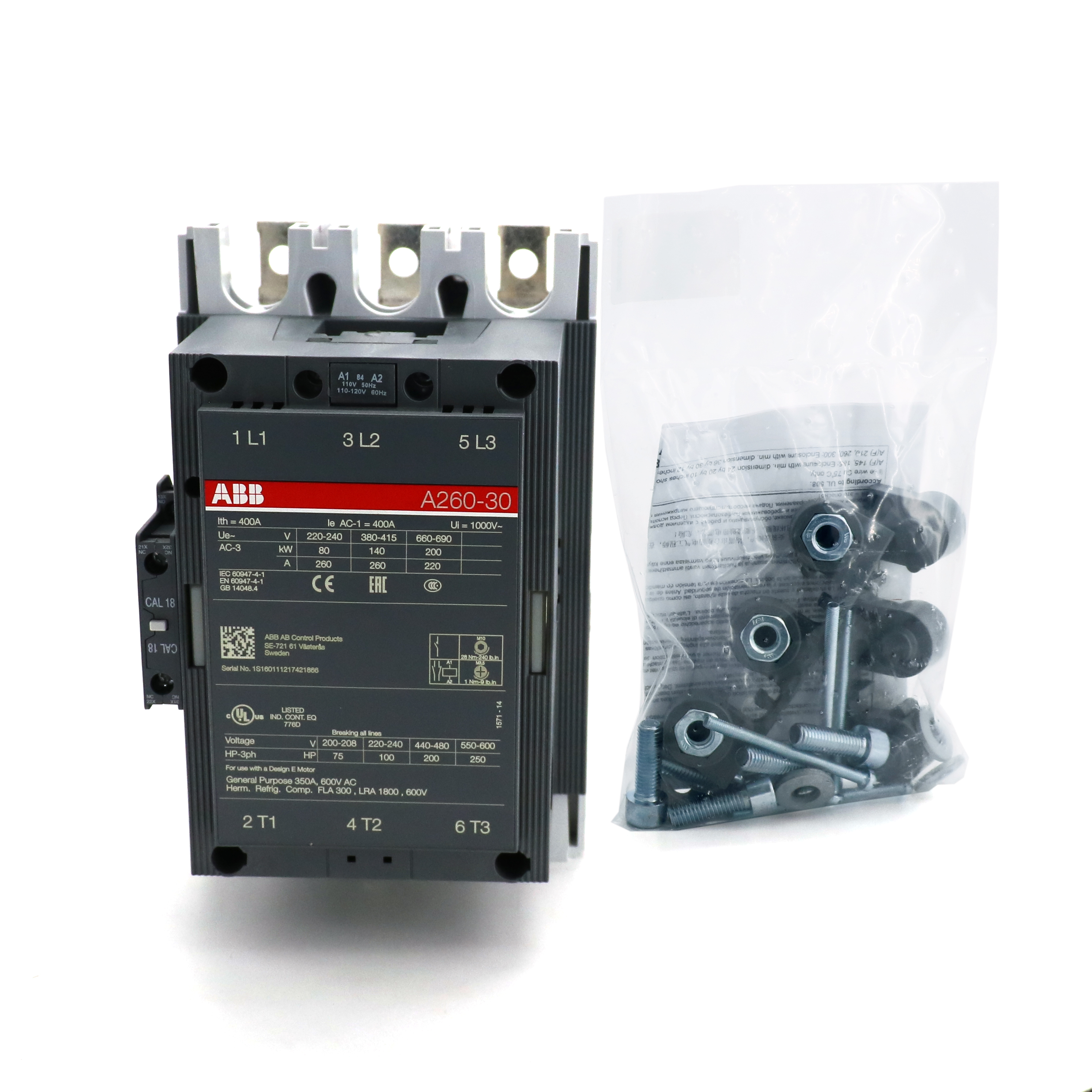 ABB A系列接触器 A260-30-11*24V 50/60Hz