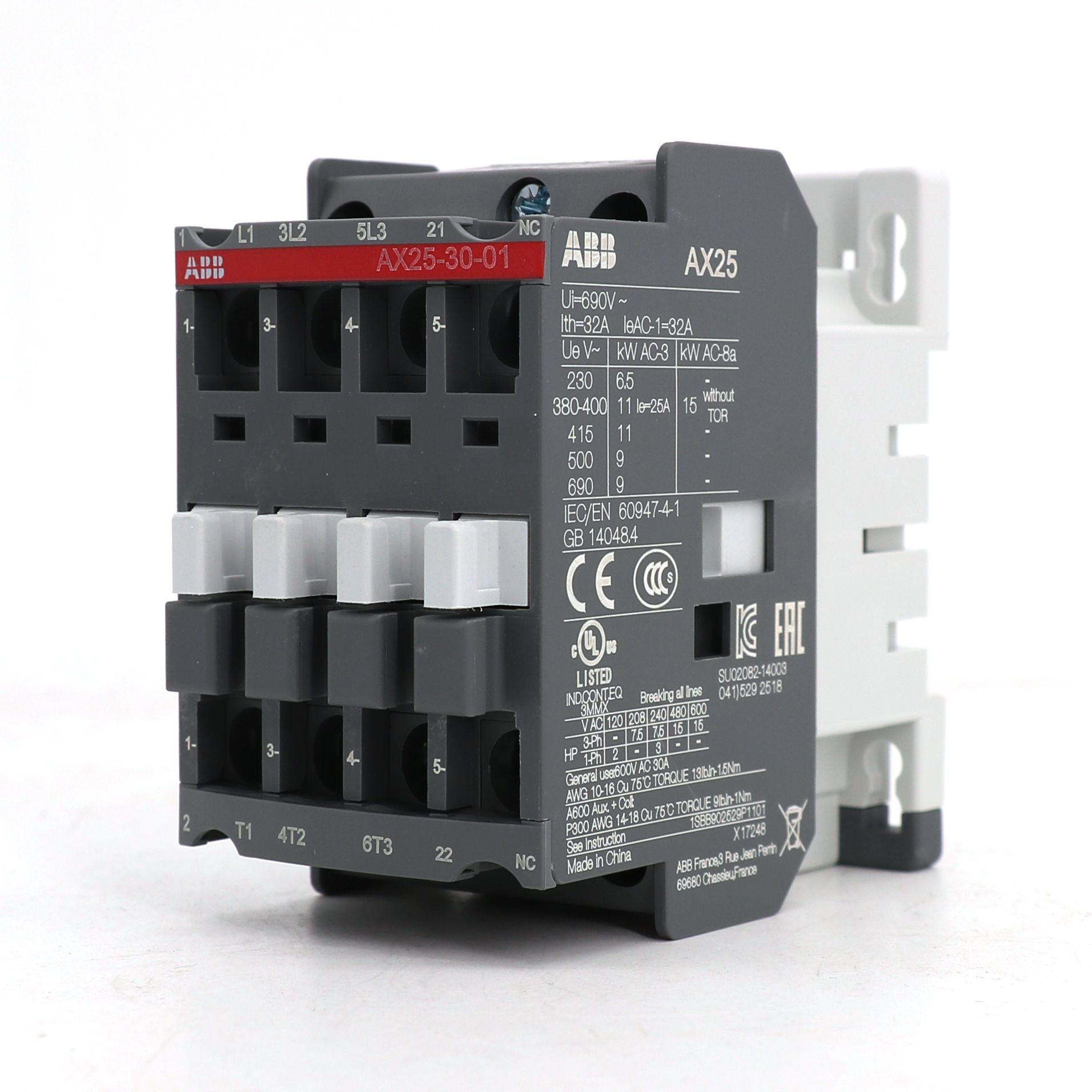 ABB 交流接触器 AX25-30-01-80*220-230V50Hz/230-240V60Hz