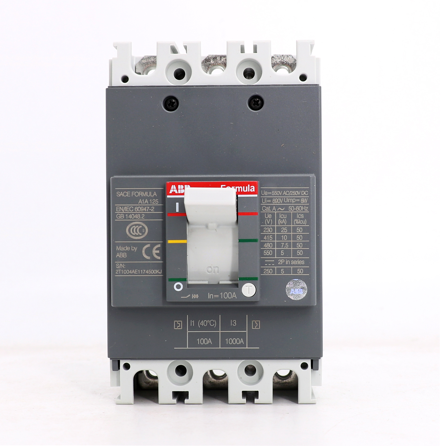 ABB Formula塑壳断路器 A1A125 TMF100/1000 FF 3P
